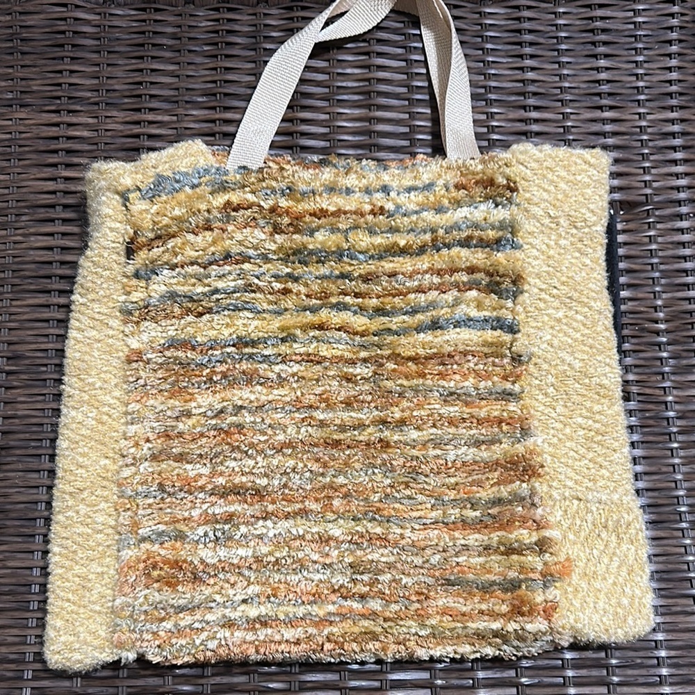 15.5” x 14” hand crafted brown and gold Tote Bag